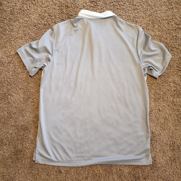 Adidas golf polo short sleeve color block striped climacool grey blue L - Picture 4 of 6